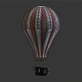 Fun Amusement Hot Air Balloon Ride With Red And White Striped Design And Metal Frame