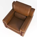 Brown Leather Single Sofa With Dark Trim And Comfortable Armrest Design 3d model
