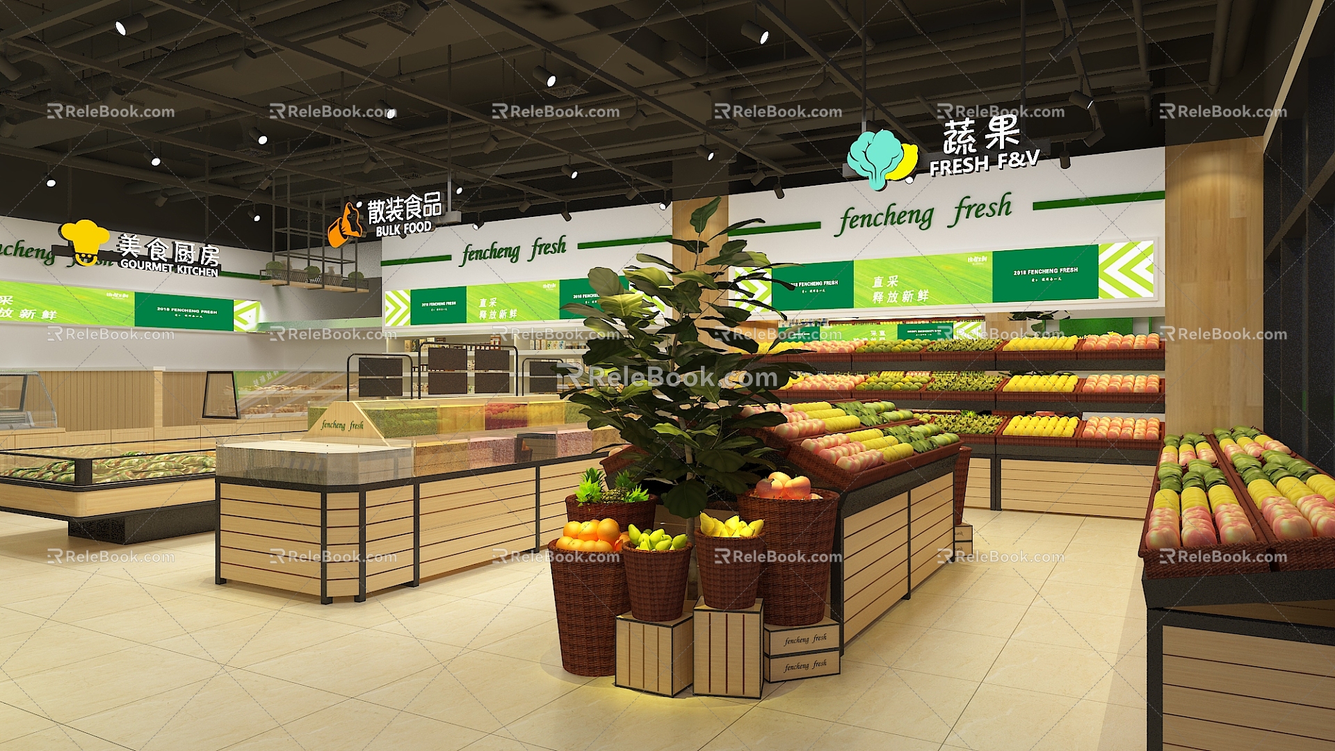 supermarket convenience store fruit and vegetable shop 3d model