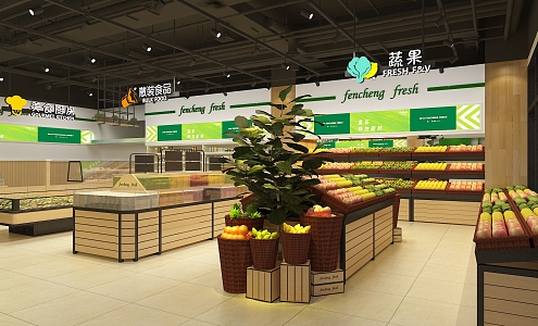 supermarket convenience store fruit and vegetable shop 3d model