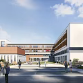 Modern School Building Complex With Open Plaza 3d model