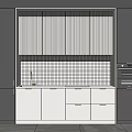 Modern Kitchen Interior With Sleek Black White Gray Lighted Cabinets And Oven 3d model