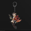 Anime Character Acrylic Keychain With Weapon Scarf And Decorative Design Elements 3d model