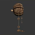 3D Metallic Copper Robot Character With Four Legged Structure And Reflective Base