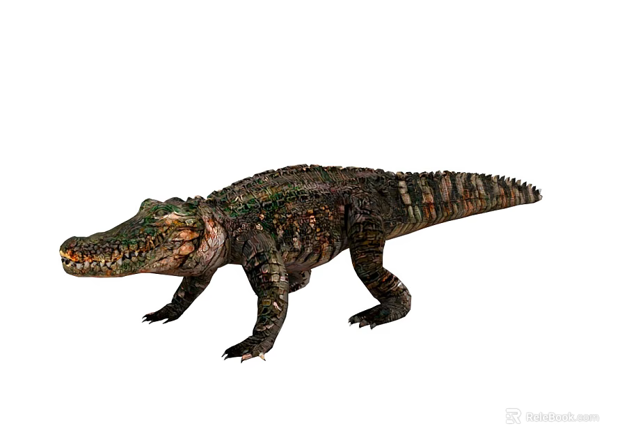 Reptile Crocodile Featuring Detailed Green Brown Scales Powerful Limbs And Long Tail 3d model 