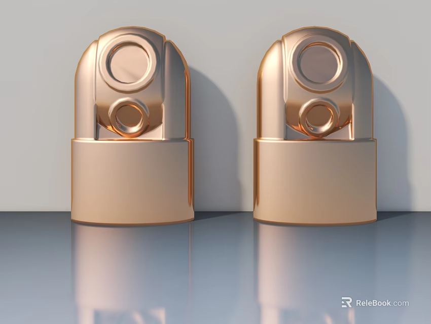 Modern Copper Swing Door Locks With Sleek Design And Reflective Surface 3d model