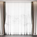 Elegant Modern Curtains With Thick Fabric Sheer Layer And Black Patterned Trim 3d model