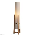 Stylish Modern Floor Lamp With Wooden Stand Fabric Shade And Gold Accents For Home Decor