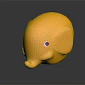 Yellow Elephant Toy Character With Smooth Surface And Black Eye Shiny Design