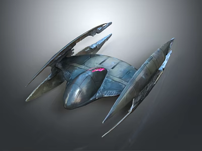 Futuristic Sci Fi Aircraft With Sleek Metallic Body Red Core And Advanced Wing Design 3d model