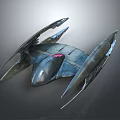 Futuristic Sci Fi Aircraft With Sleek Metallic Body Red Core And Advanced Wing Design
