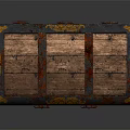 Vintage Wooden Trunk With Decorative Metal Buckles Carved Patterns And Rustic Blue Brown Finish