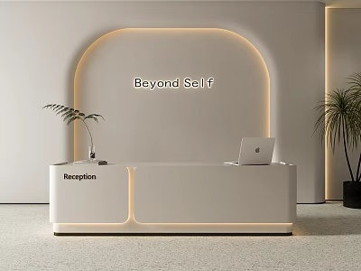 Modern Front Desk Cream Wind Reception Desk Beauty Salon Reception Hall 3d model