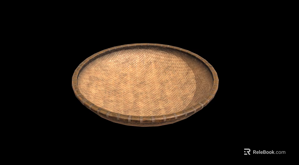 Handwoven Bamboo Tray With Round Shape Natural Craft And Traditional Design 3d model 