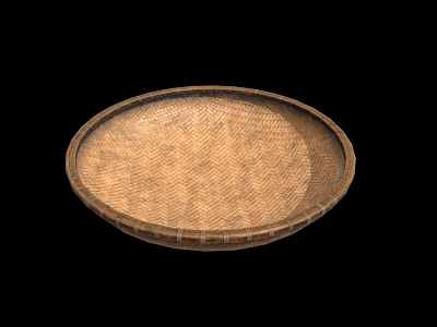 Handwoven Bamboo Tray With Round Shape Natural Craft And Traditional Design 3d model