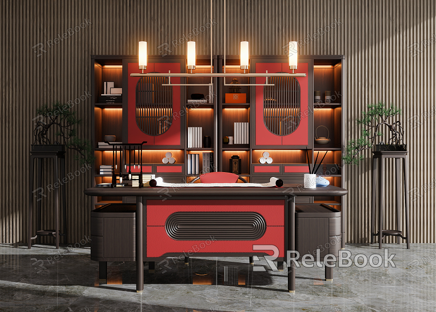 New Chinese Style Desk and Chair model