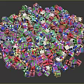Colorful Dice Household Items Arranged Into Heart Shape Decorative Design