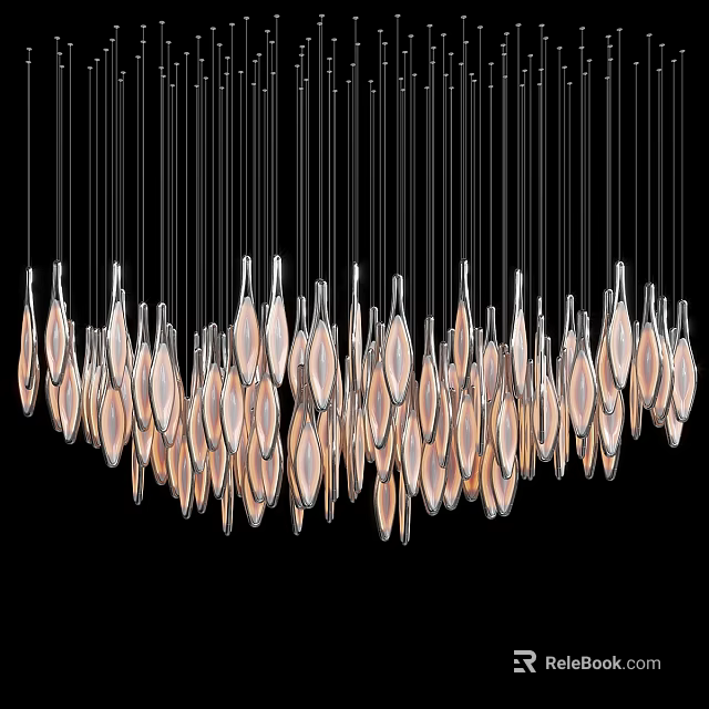 Unique Modern Chandelier Design With Glass Droplet Shapes And LED Lights 3d model 