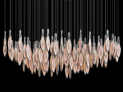 Unique Modern Chandelier Design With Glass Droplet Shapes And LED Lights 3d model