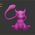 Pink Fantasy Game Character With Horns Long Tail And Red Eyes Sitting Pose 3D Render