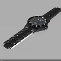 Fashionable Blue Wristwatch With Metal Link Strap And Black Dial Blue Markers