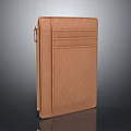 Brown Leather Case With Zipper Closure And Card Slots For Document Storage 3d model
