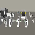 Security Check System With Metal Detector Gates X Ray Scanners And Control Desk