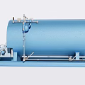 Blue Horizontal Industrial Pressure Vessel With Support Frame And Piping System 3d model