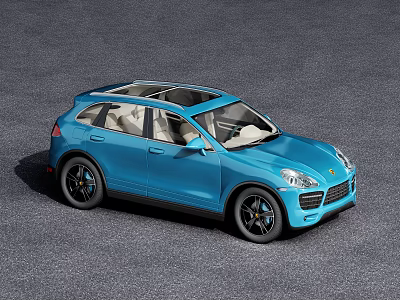 Modern Blue SUV Featuring Panoramic Sunroof Beige Seats And Black Alloy Wheels 3d model