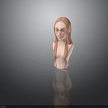 3D Rendered Child Head with Pink Long Hair Elf Ears Green Eyes and Light Skin