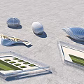 Modern Architectural Models With Green Roofs Streamlined Shapes And Dome Designs 3d model