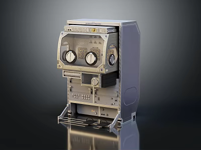 Industrial Equipment With Metal Control Panel Knobs Buttons And Stand Mechanical Design 3d model