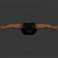 3D Model Of Tactical Character Wearing Helmet Mask Black Vest Pants And Boots Arms Outstretched