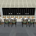 Dining Table Set With Green Back Chairs Black Frames And Gray Floor In Restaurant Interior