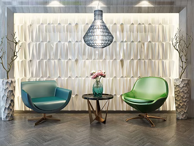 Modern leisure sofa combination fashion simple leisure chair coffee table decorative painting partition combination 3d model
