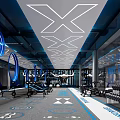 Modern Fitness Gym Interior With Professional Equipment And LED Lighting Design