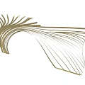 Golden Streamlined Art Installation With Curved Lines And Radiant Design Structure