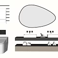 Modern washbasin toilet towel rack combination 3d model