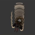 Futuristic Mechanical Vehicle With Cannon Parts Circular Components And Metallic Texture
