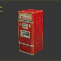 Red Vintage Coca-Cola Vending Machine With Classic Design And Illuminated