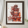 New Chinese Architectural Painting Decorative Hanging Painting 3d model