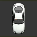 White Sports Car With Two Doors Orange Interior Black Roof And Silver Wheels With Reflection