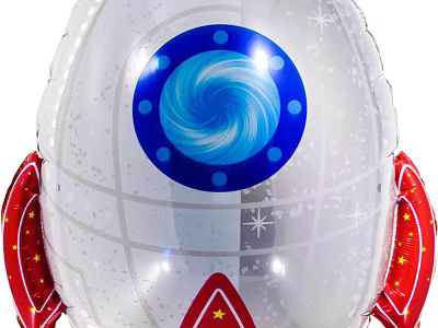 Rocket Shaped Household Decorative Item With Blue Spiral Center And Red Star Wings 3d model