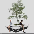 Modern Outdoor Landscape Seating Surrounding Green Tree For People Relaxing