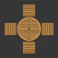 Outdoor Round Wooden Table And Benches Set With Black Metal Legs