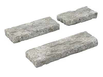 Three Natural Gray Textured Stone Slabs Ideal For Outdoor Landscaping And Paving 3d model
