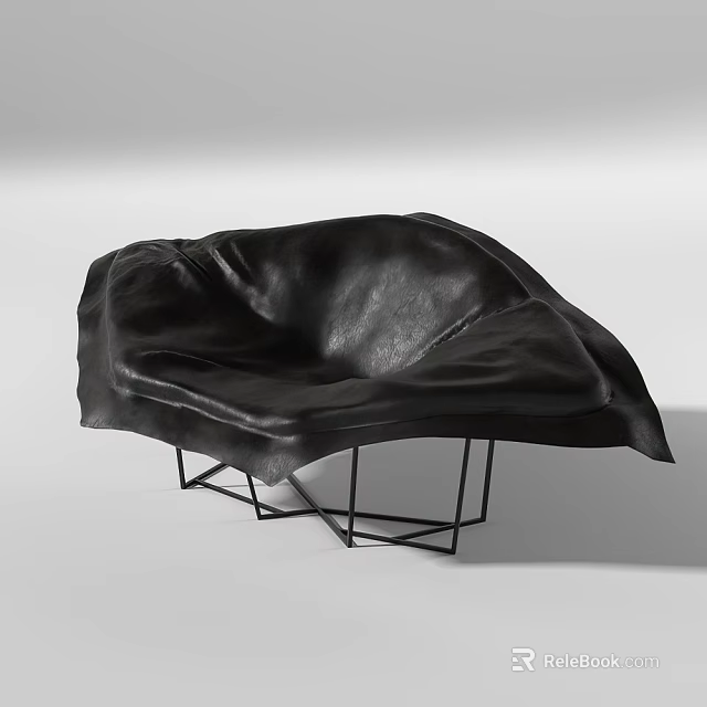 Modern Black Lazy Sofa Featuring Unique Design And Metal Frame Structure 3d model 