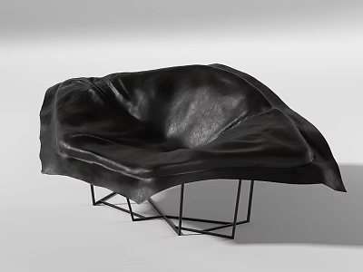Modern Black Lazy Sofa Featuring Unique Design And Metal Frame Structure 3d model