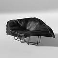 Modern Black Lazy Sofa Featuring Unique Design And Metal Frame Structure 3d model
