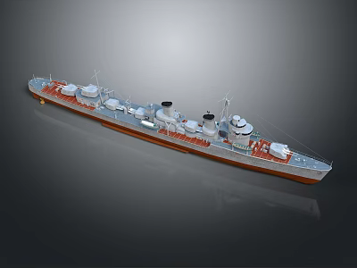 Detailed Military Warship Model With Scale Design And Naval Weapon Features 3d model